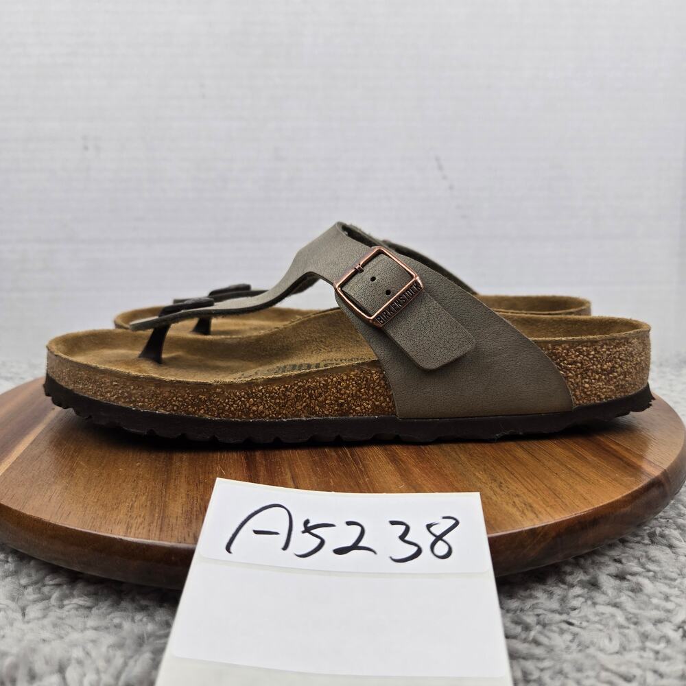 Birkenstock Women 41 Wide Gizeh Birko-Flor Stone Casual Buckle Lifestyle Sandal